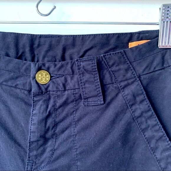 TORY BURCH SLIM CARGO COTTON NAVY STRETCH PANTS - Picture 4 of 8